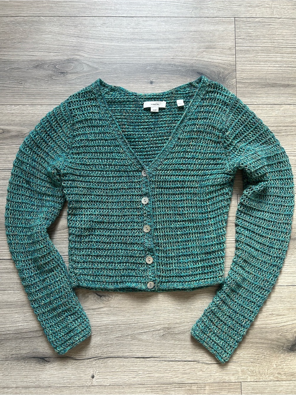 Vince Marled 100% Cotton Open Knit Crochet Cardigan XS